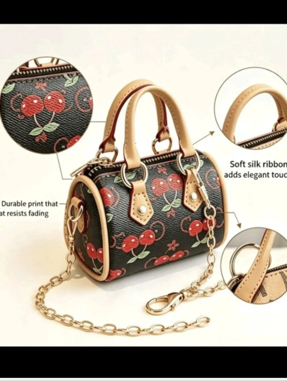 Cherry Mini Coin Purse Bag Charm/ Keychain NEW